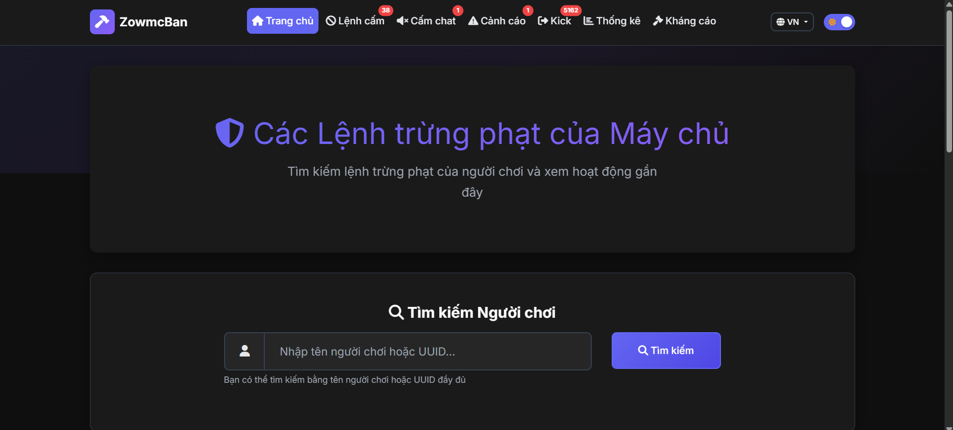 Giao diện tra cứu vi phạm